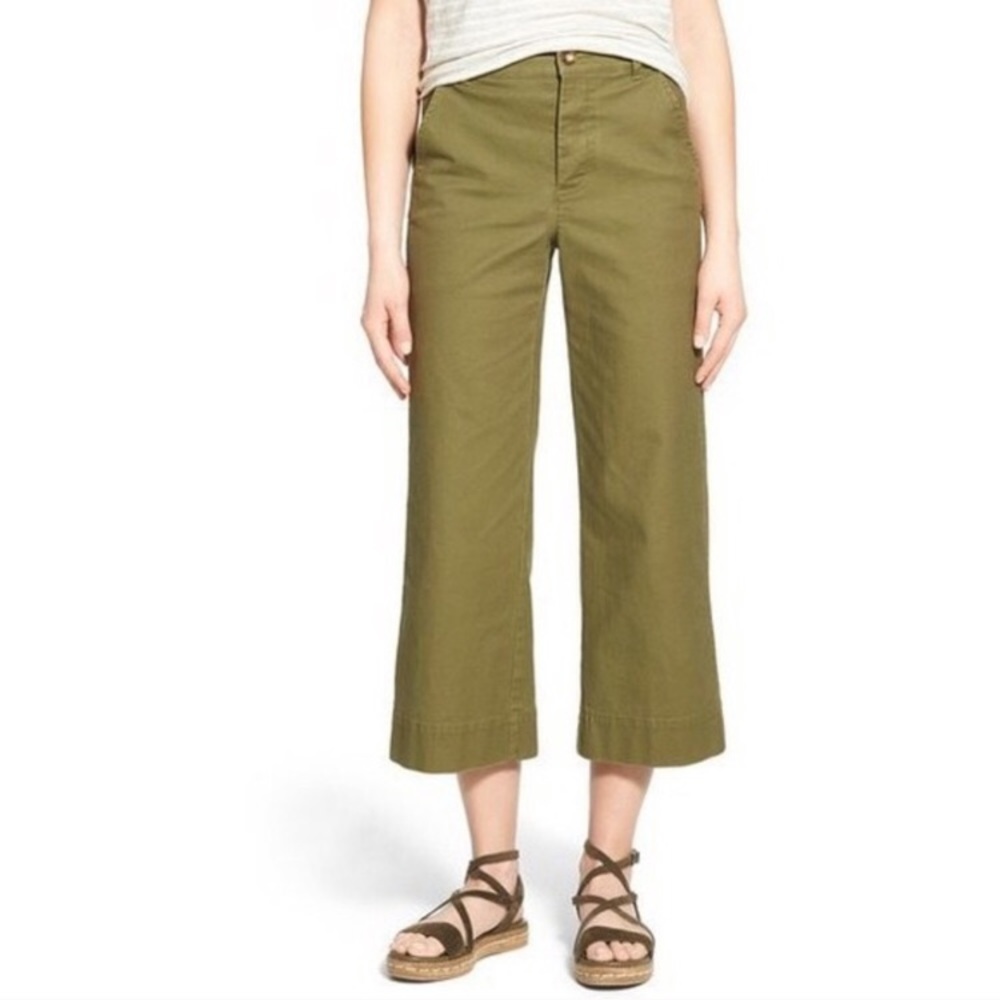 Madewell Olive Wide Leg Crop - Picture 1 of 8